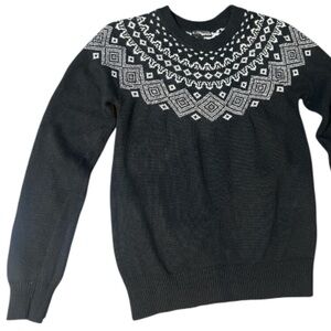 Sunice Stormpack Fair Isle Black Knit Sweater Women’s Size Small Cotton Blend